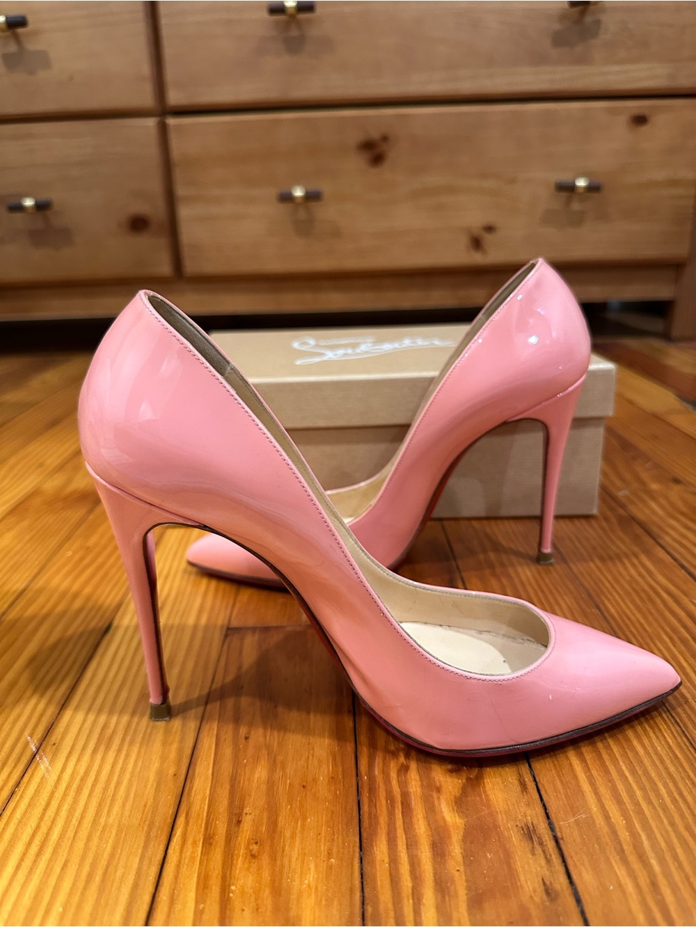 Christian Louboutin Pink Patent Leather Pointed-Toe 100 mm Pigalle Follies